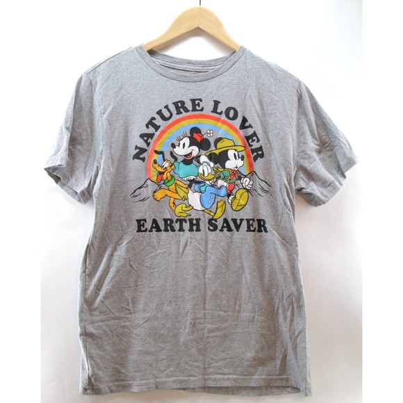 Disney Mickey and‎ Minnie Mouse Graphic Print Gray T-Shirt Unisex Size L - Picture 1 of 6